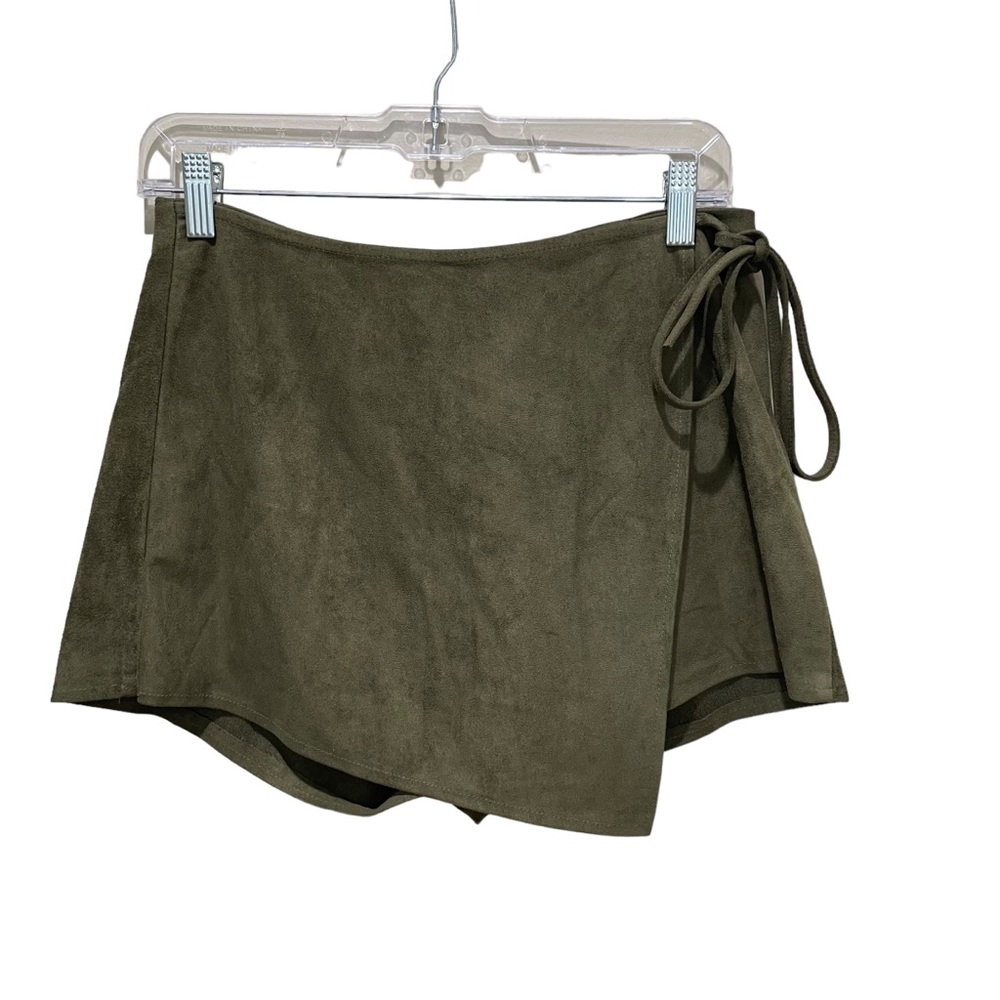 Mint Vanilla Faux Suede Wrap Skort Green Size 10